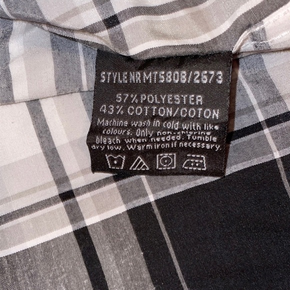 MOTOGEAR Plaid Buttoned Down Long Sleeve Shirt, Grey/White/Black, Size 16 - Picture 4 of 6
